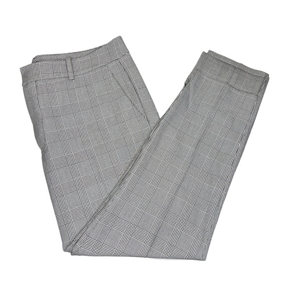 Zara Asymmetric Hem Houndstooth Plaid Academia Pant Straight Leg Trouser 12 - Picture 3 of 11